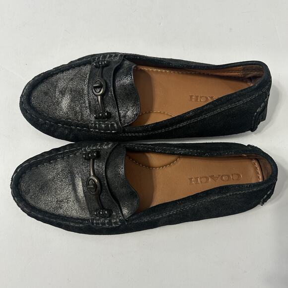 Coach Crosby Driving Shoes Womens 9.5B Loafer Black Suede Slip On Comfort Casual - Picture 3 of 7